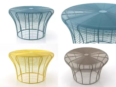 Aram group of different colored wire stools 3D model