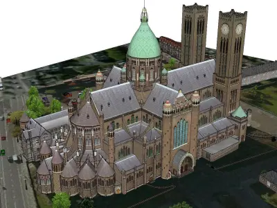 Architecture-Religion-God-Culture-Temple-0241 church with spi... 3D model
