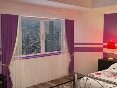 Bed Room Stylish and Large Low-poly 3D model