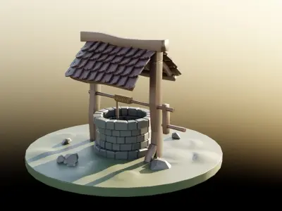 stylized water well 3D model purchase