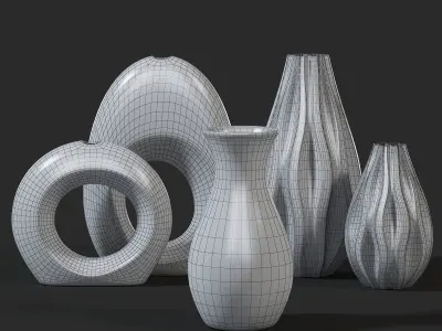 Vases Set group of Low-poly 3D model