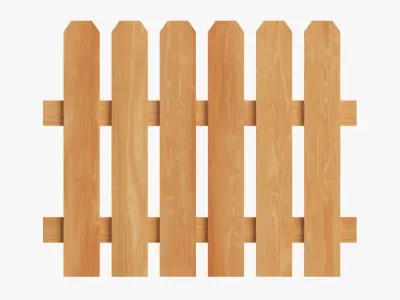 Wooden fence 02 3D model