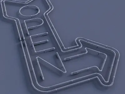 Open Neon Sign Low-poly 3D model