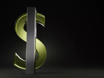 Dollar Sign  Logo customized Text with studio lighting 3D model Free 3D model