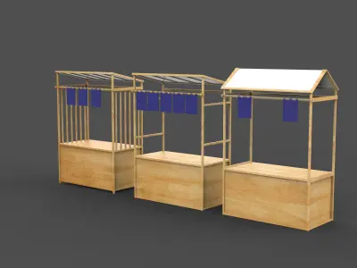 wooden food stands 3D model