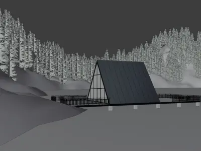 A FRAME LAKE HOUSE  3D model