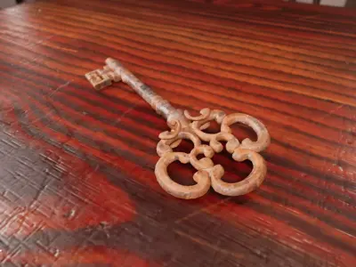 Ornamental Rusted Key Low-poly 3D model