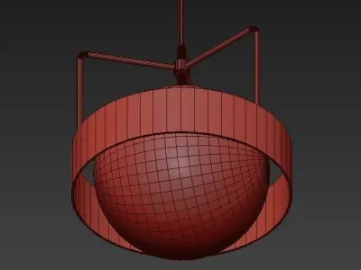 Pendant set of gold lights 3D model