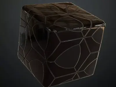 Modern Glossy Black Petal Geometric Hexagon Tiles PBR Seamless Texture