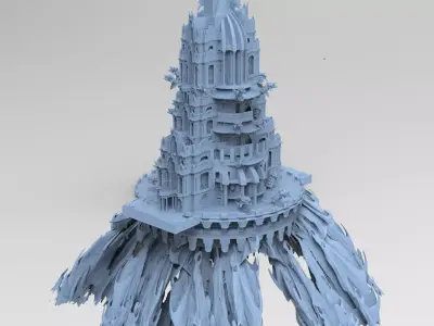 Ocean Fountain raised opal tower 3D model