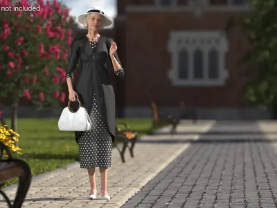  Vintage Fashion Woman with Bag Rigged 