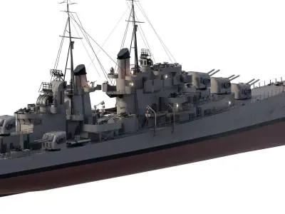 WW2 US NAVY CRUISER ATLANTA CLASS 3D model