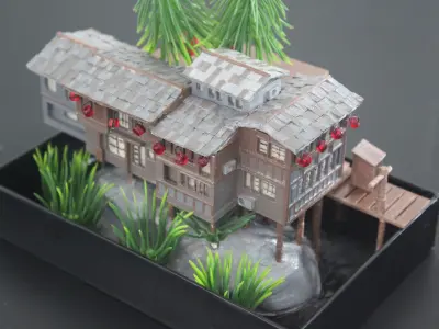 Japanese Style Boathouses - Ine no Funaya Free 3D print model