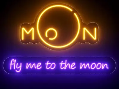 Moon Fly me to the moon Neon Signs 3D model