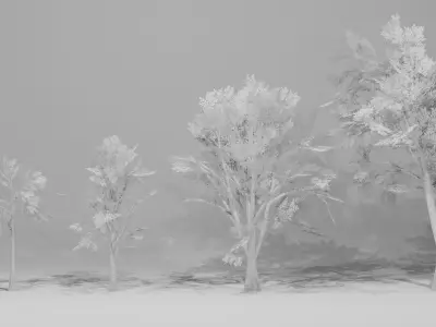 Trees group of in grass Low-poly 3D model