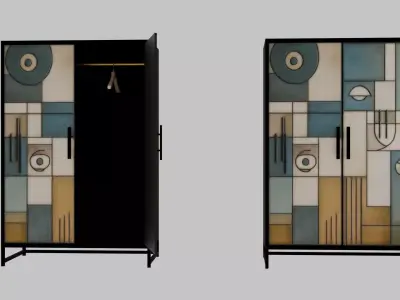 Modern Abstract Blue Wardrobe Low-poly 3D model