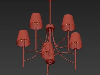 Millau Collection 5 Light Satin Gold Chandelier with  3D model
