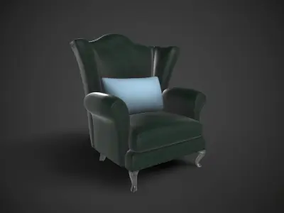 Wingback Chairs 019 Low-poly 3D model