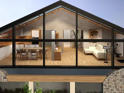 modern house on 2 floors Free low-poly 3D model