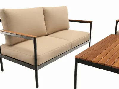 Outdoor set seater sofa chair coffee table 01 3D model