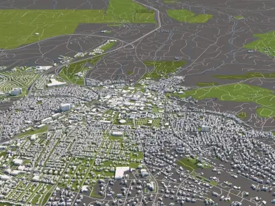 Santa Fe New Mexico USA City Map 50x50km 3D model