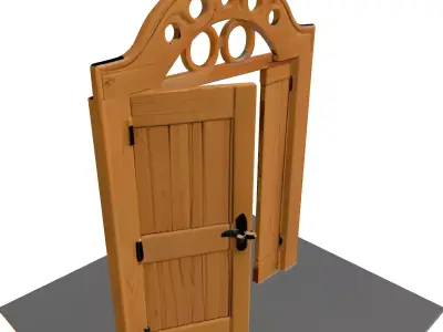 Rustic Wooden Arch Doorway Low-poly 3D model