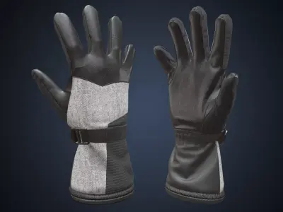 Winter gloves Low-poly 3D model