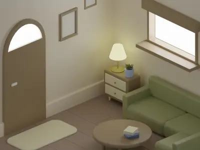 Living room 3D model Low-poly 3D model buy
