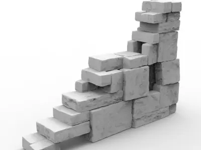 Ancient Temple Ruins High Poly Objects 3D model