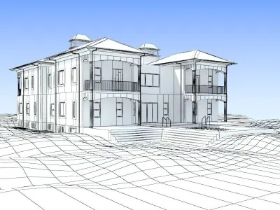 House with swimming pool 3D model