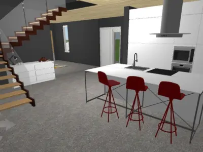 Modern Mansion Fully furnished and Textured  Low-poly 3D model