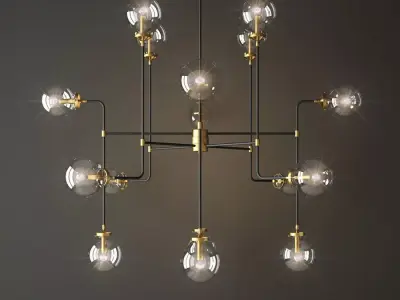 bistro globe clear glass 16 brass 3D model