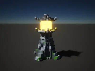 Stone Lamp Voxel Art 3D model