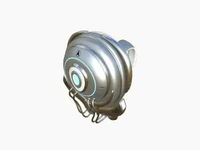 SciFi Backpack D09 Aluminum - Fashion Character Design Low-poly 3D model