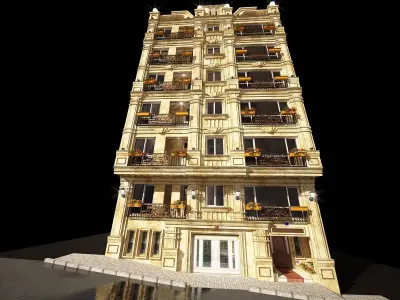 3d model of a stone facade apartment with full details 3D model
