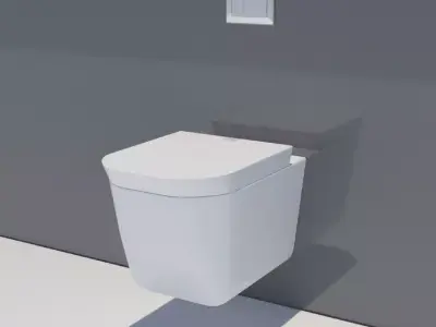 Ceramic wall mounted toilet 3D model