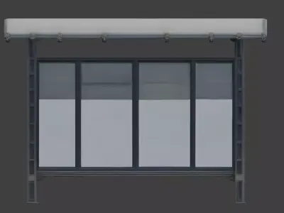 Weathered Transit Waiting Shelter 3D Model Low-poly 3D model