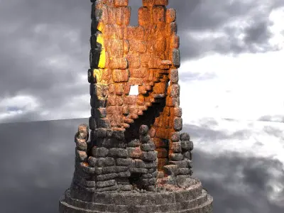Medieval Witches Hollow Tree Tower 3 3D model