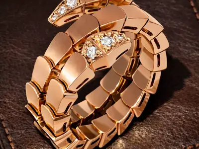Bvlgari Inspired Serpenti Ring - Size 7 3D print model