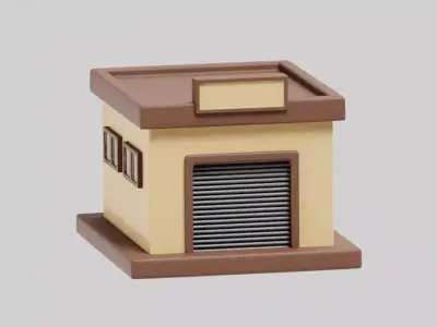 Garage Cartoon Low-poly 3D model