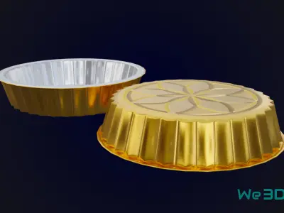 Round Aluminum Foil Lunch Box Low-poly 3D model