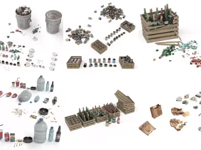 Big collection of garbage  3D Model Pack
