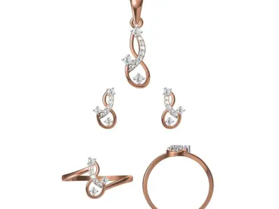 Light wt Ring Earrings Pendant set 3dm stl 1-render details 3D print model 35
