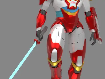 Red Bot Model Character 3D model