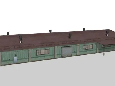old metal hangar Low-poly 3D model