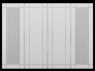 Panel wooden door with marble panels 3D model