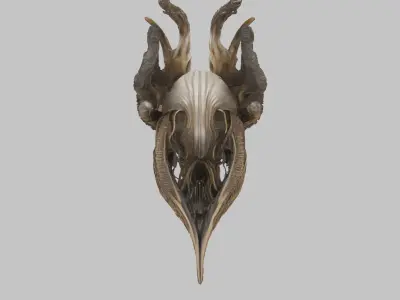 Stylized Ram Skull Low-poly 3D model