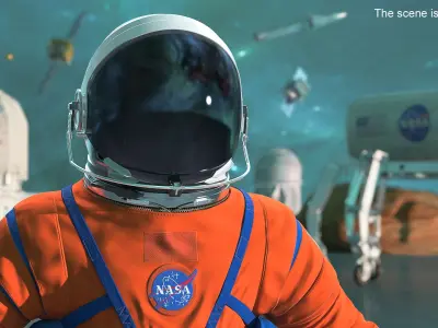  Astronaut in Advanced Crew Escape Space Suit Rigged for Maya 