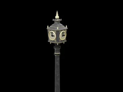 Fancy Street Clock Low-poly 3D model