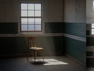 Chair in Empty Tiled Interior 3D model